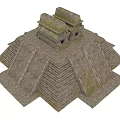 Ancient Architecture Featuring Pyramid Structure With Multi tiered Steps Top Buildings Stone And Moss Covered 3d model