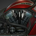 Red Cruiser Motorcycle With Black Seat Chrome Exhaust And Classic Design