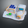 Cartoon Scene With Solar Panels White Orange Structures Green Dome And Circular Object 3d model