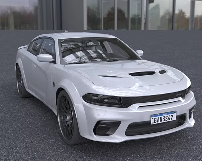 White Modern Sedan Car With Stylish Exterior And Black Wheels 3d model