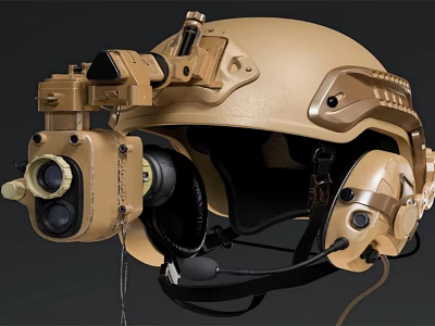 Tactical Military Helmet Featuring Night Vision Goggles Mounted Camera And Tactical Gear 3d model