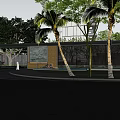 Modern Building Exterior Wall Featuring Large Tree Courtyard Paved Ground And Entrance