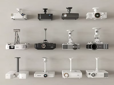 Various Projection Monitoring Projectors With Different Designs And Mounting Styles 3d model
