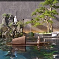 New Chinese-style rockery waterscape 3d model