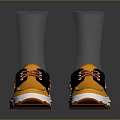 Yellow Casual Shoes with Black White Accents Orange Laces Thick Textured Sole
