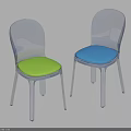 Modern Transparent Frame Leisure Chairs With Green And Blue Cushions For Comfortable Seating