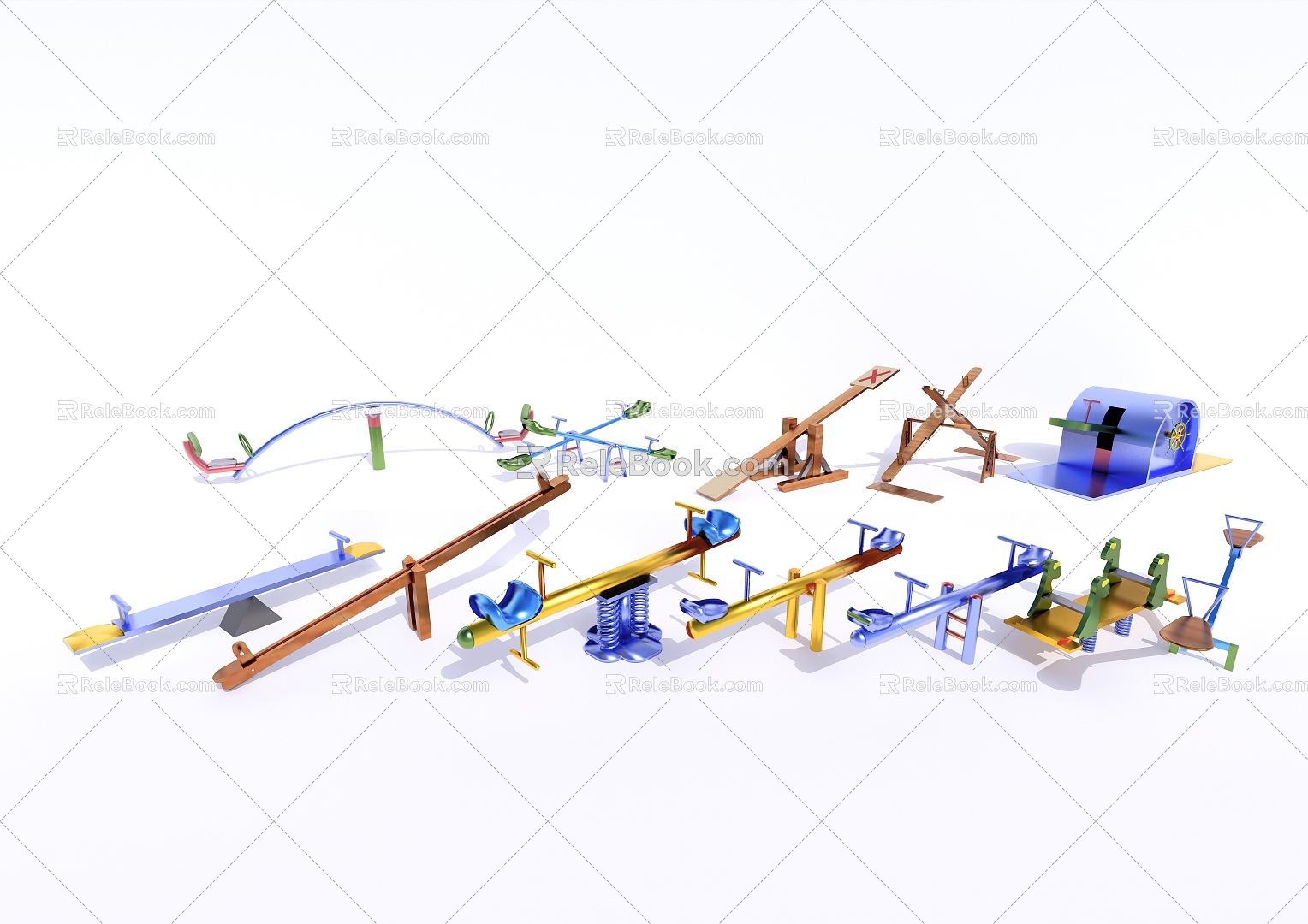 Modern seesaw children's play equipment 3d model