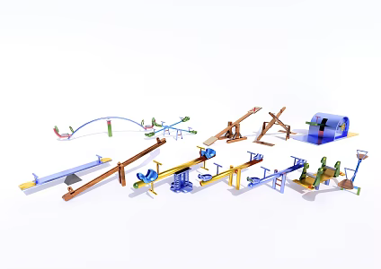 Modern seesaw children's play equipment 3d model