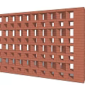 Building Exterior Wall With Red Brick And Various Patterned Lattice Designs 3d model