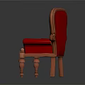 Elegant Classic Red Armchair with Wooden Frame and Ornate Carved Details
