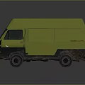 Green Box Style Van With Rusty Body And Front Windows Design 3d model