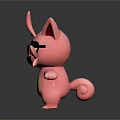 Cute Pink Cartoon Characters With Big Ears Yellow Belly Blue And Black Glasses