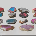 Colorful Natural Stones and Wood Pieces with Various Shapes and Textures