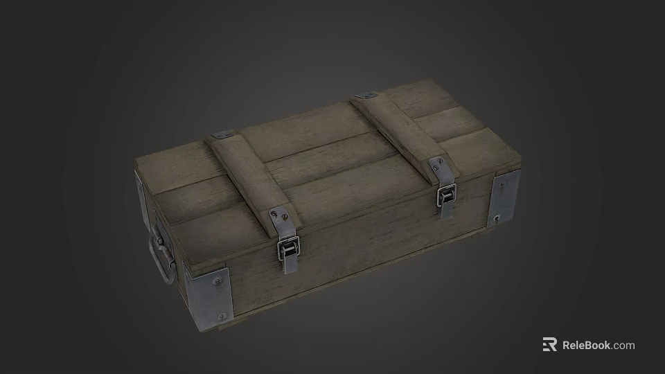 Handcrafted Wooden Storage Box With Stone Accents And Metal Hardware 3d model 
