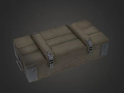 Handcrafted Wooden Storage Box With Stone Accents And Metal Hardware 3d model