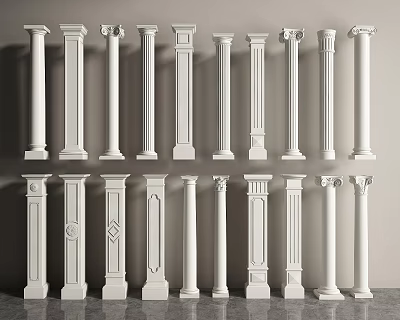 Various Decorative Columns With Different Architectural Designs And Styles 3d model