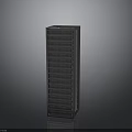 Modern Black Electronic Server Rack With Multiple Layers For Network Data Storage