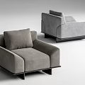 Stylish Modern Gray Single Sofa With Square Design And Black Legs 3d model