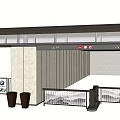 Modern Entrance Gate Design With Side Walls Access Control And Decorative Planters