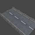 3D Road Model With Guardrails And White Lane Markings On Gray Background