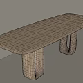 Modern Wooden Desk With Long Rectangular Top And U Shaped Legs 3d model