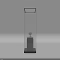 Black Display Cabinet Shelf with Top Lighting Holding White Sculpture on Black Base