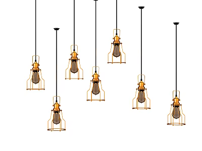 Industrial LOFT Chandelier Craft Chandelier Set 3d model