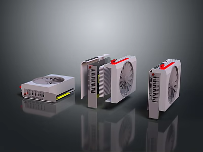 Three White Computer Coolers With Fans And Heat Sink Design For PC Builds 3d model