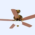 Ceiling Air Conditioner Fan with Wooden Blades Golden Decoration and Light