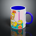 Colorful Simpsons Family Cartoon Mug With White Body Blue Rim And Handle