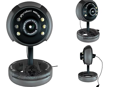 Multiple Angles View Projection Webcam With LED Lights And Adjustable Stand For Home Security Surveillance 3d model