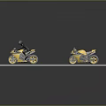 Mini Motorcycle Models in Multiple Colors Arranged Neatly on Gray Platform 3d model