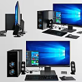 Modern Desktop Computer Setup With PC Tower Monitor Keyboard Mouse And Speakers