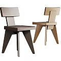 Modern Wooden Single Chair With Unique Backrest And Tapered Legs In Light Dark Tones