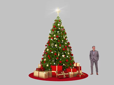 Festive Christmas Tree Photo Spot With Decorations And Gift Boxes For Holiday 3d model