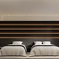 Modern Hotel Room Interior With Double Bed White Bedding TV Black Accents And Large Windows