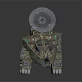 Mechanical Triceratops Robot With Armored Body Turret And Glowing Blue Lights