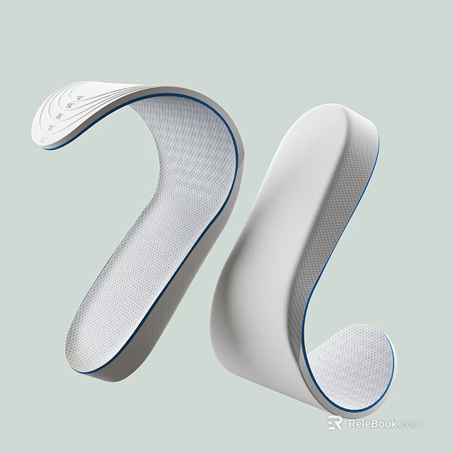 Contemporary Curved White Objects With Mesh Texture And Blue Edge Accents 3d model 