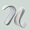 Contemporary Curved White Objects With Mesh Texture And Blue Edge Accents