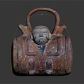Red Brown Traditional Earthenware Tea Set With Decorative Handle Face Pattern And Feet Design