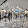 Modern Clothing Store Interior With Marble Floor And Metal Racks Displaying Fashion Apparel