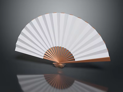 Elegant Decorative Fan Pendant with White Panels and Brown Frame for Indoor Decoration 3d model