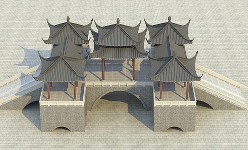 Ancient Architecture Chinese New Chinese Style Langzi Pavilion Ancient Architecture Group Homestay Effect Diagram Courtyard Landscape 3d model