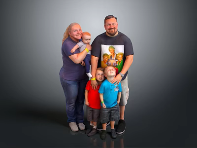 Warm Happy Family Group Portrait With Parents And Children Smiling Together 3d model