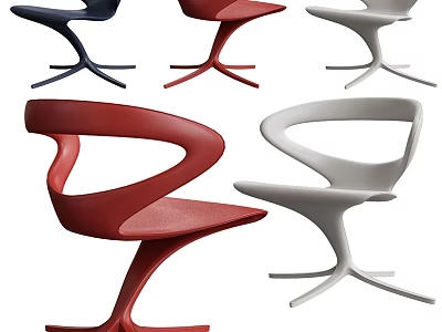 Modern Leisure Chairs with Unique Curved Design Various Colors and Stylish Base for Home Decor 3d model