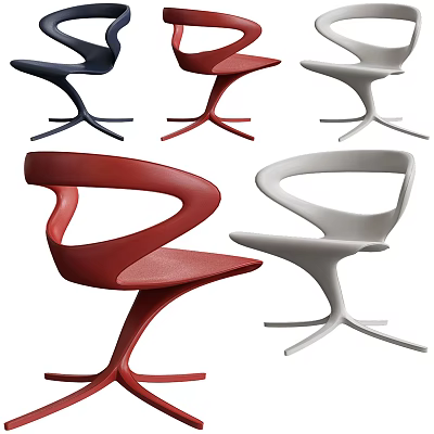 Modern Leisure Chairs with Unique Curved Design Various Colors and Stylish Base for Home Decor 3d model