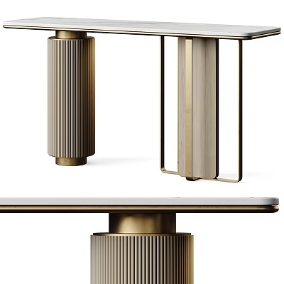 Modern Luxury Console Table Design With Metal Frame And Wooden Details 3d model