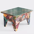 Colorful Kids Table With Transparent Glass Top And Floral Patterned Legs