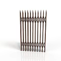Architectural Metal Fence With Brown Finish Pointed Tops And Diamond Pattern Design
