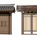 Traditional Chinese Gate Design With Wooden Structure Tile Roof And Bamboo Curtain